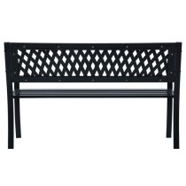 Inaya 125cm Diamond Design Steel Garden Seating Bench In Black