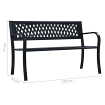 Inaya 125cm Diamond Design Steel Garden Seating Bench In Black