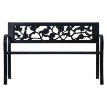 Inaya 125cm Rose Design Steel Garden Seating Bench In Black