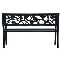 Inaya 125cm Rose Design Steel Garden Seating Bench In Black