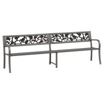 Inaya 246cm Rose Design Steel Garden Seating Bench In Grey