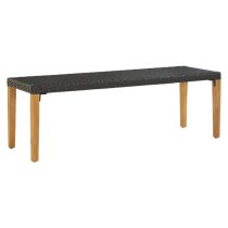 Naomi 80cm Black Poly Rattan Garden Bench With Wooden Legs