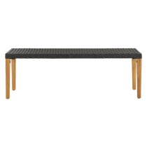 Naomi 80cm Black Poly Rattan Garden Bench With Wooden Legs