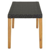 Naomi 80cm Black Poly Rattan Garden Bench With Wooden Legs