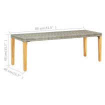 Naomi 80cm Grey Poly Rattan Garden Bench With Wooden Legs