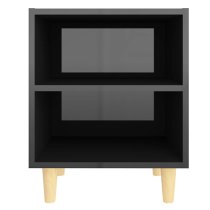 Pilis High Gloss Bedside Cabinet In Black With Natural Legs