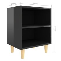 Pilis High Gloss Bedside Cabinet In Black With Natural Legs