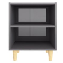 Pilis High Gloss Bedside Cabinet In Grey With Natural Legs