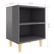 Pilis High Gloss Bedside Cabinet In Grey With Natural Legs