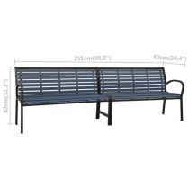 Dira Twin WPC Garden Seating Bench With Steel Frame In Black