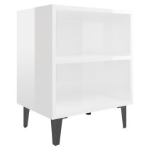 Pilvi High Gloss Bedside Cabinet In White With Metal Legs