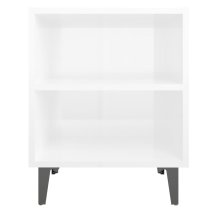 Pilvi High Gloss Bedside Cabinet In White With Metal Legs