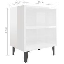 Pilvi High Gloss Bedside Cabinet In White With Metal Legs