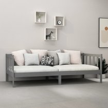 Umeko Solid Pinewood Single Day Bed In Grey