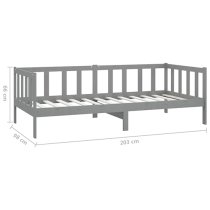 Umeko Solid Pinewood Single Day Bed In Grey