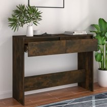 Olenna Wooden Console Table With 2 Drawers In Smoked Oak