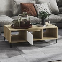 Danya Rectangular Wooden Coffee Table In White And Sonoma Oak