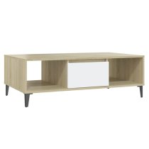 Danya Rectangular Wooden Coffee Table In White And Sonoma Oak