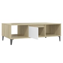 Danya Rectangular Wooden Coffee Table In White And Sonoma Oak