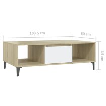 Danya Rectangular Wooden Coffee Table In White And Sonoma Oak