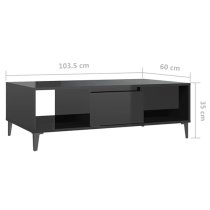 Danya Rectangular High Gloss Coffee Table In Black