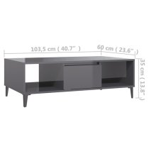 Danya Rectangular High Gloss Coffee Table In Grey