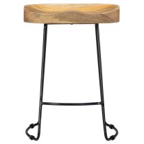 Henley 52cm Brown Wooden Bar Stools With Black Legs In A Pair