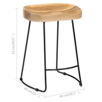 Henley 52cm Brown Wooden Bar Stools With Black Legs In A Pair