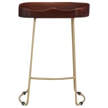 Henley 52cm Walnut Wooden Bar Stools With Brass Legs In A Pair