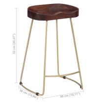 Henley 52cm Walnut Wooden Bar Stools With Brass Legs In A Pair