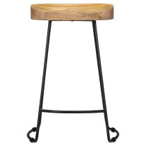 Henley 62cm Brown Wooden Bar Stools With Black Legs In A Pair