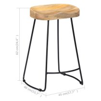 Henley 62cm Brown Wooden Bar Stools With Black Legs In A Pair