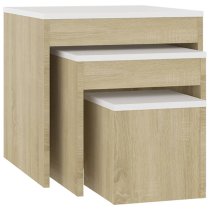 Darice Wooden Nest Of 3 Tables In White And Sonoma Oak