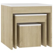 Darice Wooden Nest Of 3 Tables In White And Sonoma Oak