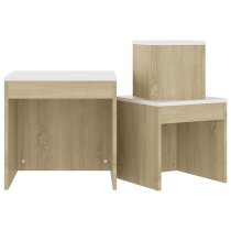 Darice Wooden Nest Of 3 Tables In White And Sonoma Oak