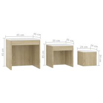 Darice Wooden Nest Of 3 Tables In White And Sonoma Oak