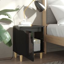 Manal High Gloss Bedside Cabinet With 1 Door In Black