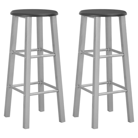 Adelia Black Wooden Bar Stools With Steel Frame In A Pair