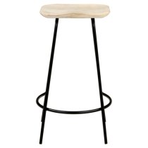 Azul Natural Wooden Bar Stools With Black Metal Frame In A Pair