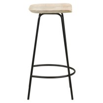 Azul Natural Wooden Bar Stools With Black Metal Frame In A Pair