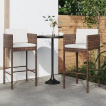 Avyanna Brown Poly Rattan Bar Chairs With Cushions In A Pair