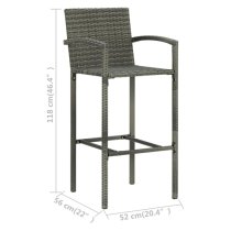 Arabella Set Of 4 Poly Rattan Bar Chairs In Grey