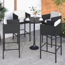 Avyanna Set Of 4 Poly Rattan Bar Chairs With Cushions In Black