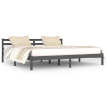 Nastia Solid Pinewood Super King Size Bed In Grey