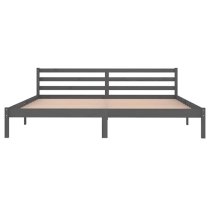 Nastia Solid Pinewood Super King Size Bed In Grey