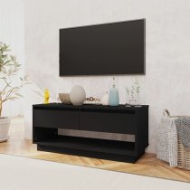 Perdy Wooden TV Stand With 2 Drawers In Black