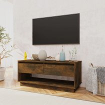 Perdy Wooden TV Stand With 2 Drawers In Smoked Oak