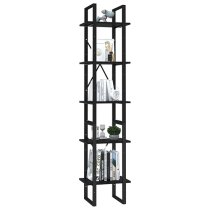 Emlen 40cm Wooden 5 Tier Bookcase In Black