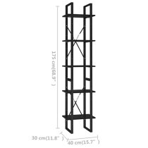 Emlen 40cm Wooden 5 Tier Bookcase In Black