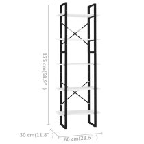 Emlen 60cm Wooden 5 Tier Bookcase In White